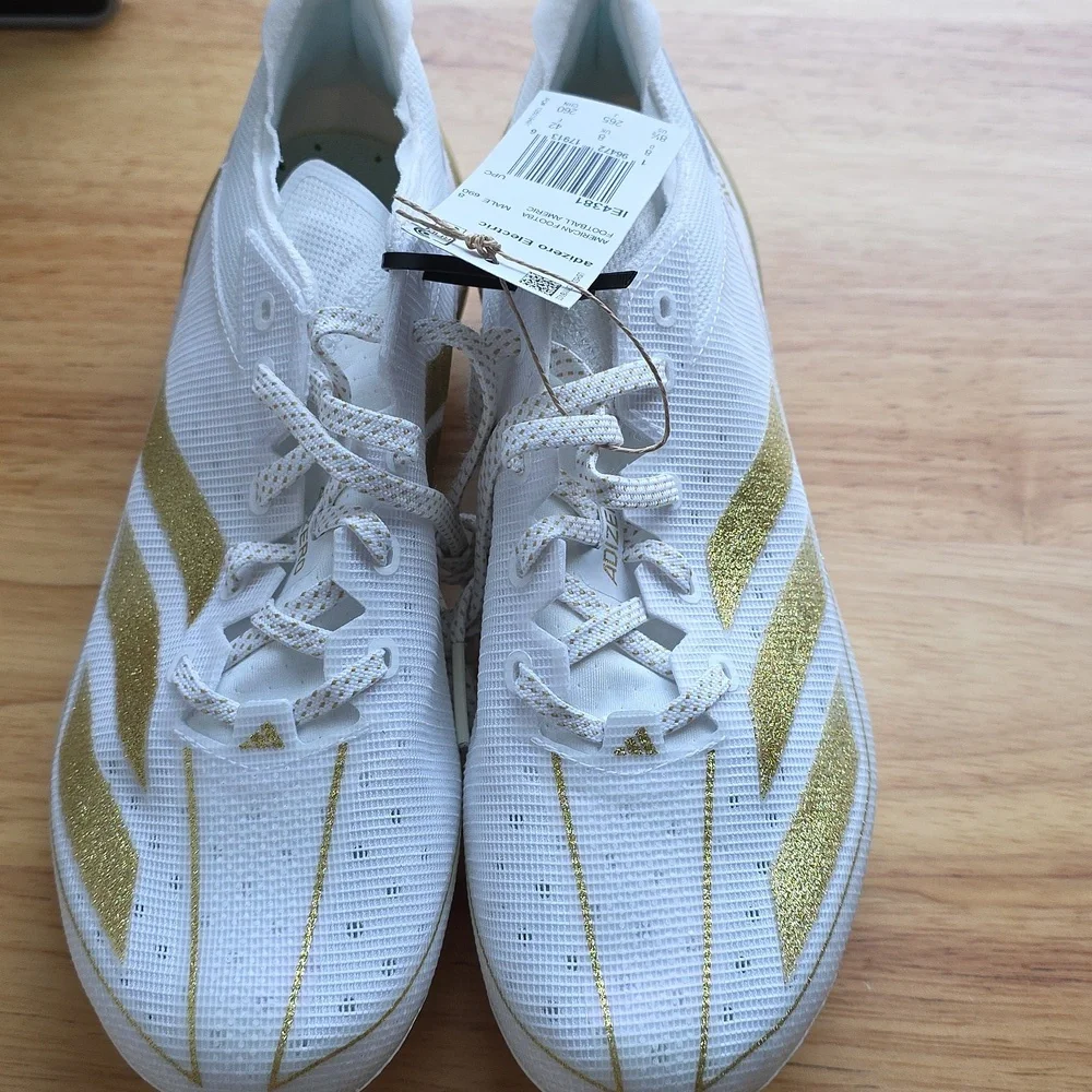 Adidas Adizero Electric White and Gold American Football Cleats Men 8.5 #62